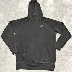 Gymshark Hoodie Mens Medium Faded Black Sweatshirt Workout